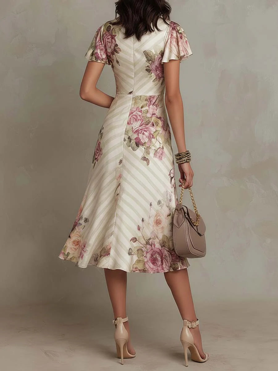 Clara | Abito Midi Satinato Floreale Vintage