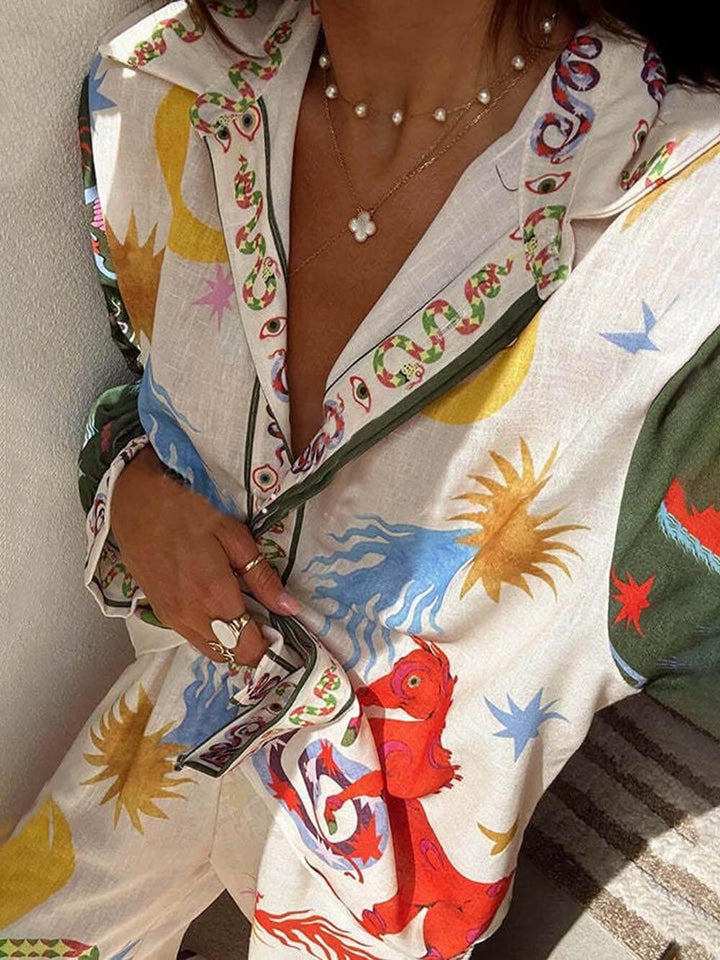 Chiara | Completo a Maniche Lunghe &amp; Pantaloni con Vita Elastica