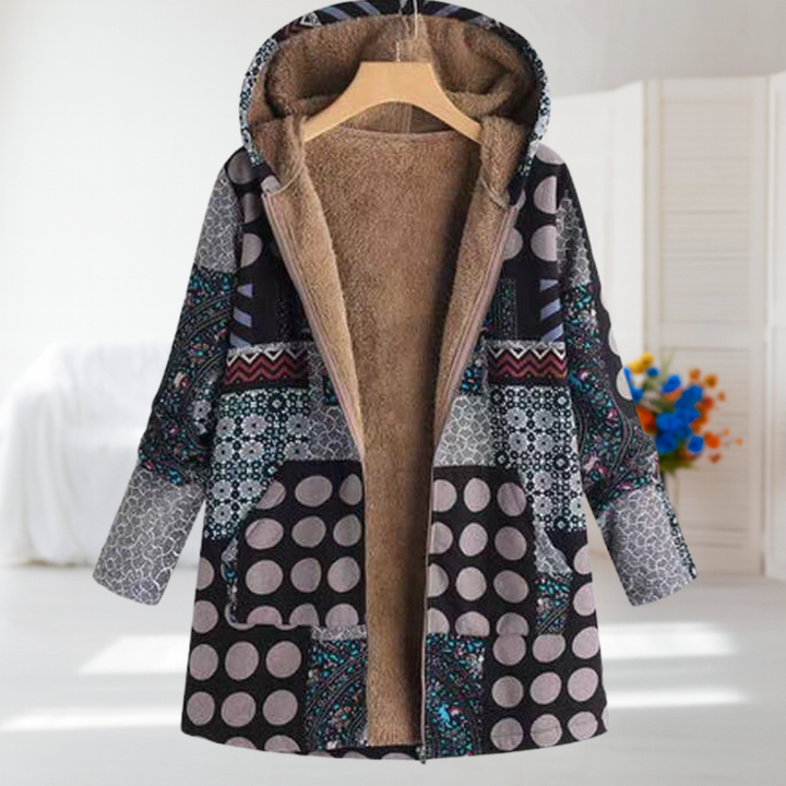 Flaminia | Giacca patchwork nera e grigia a pois