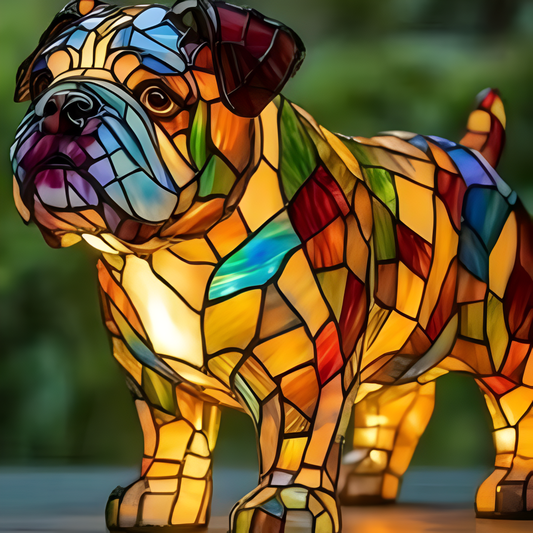 Tommie – lampada magica a forma di cane con effetto vetro colorato