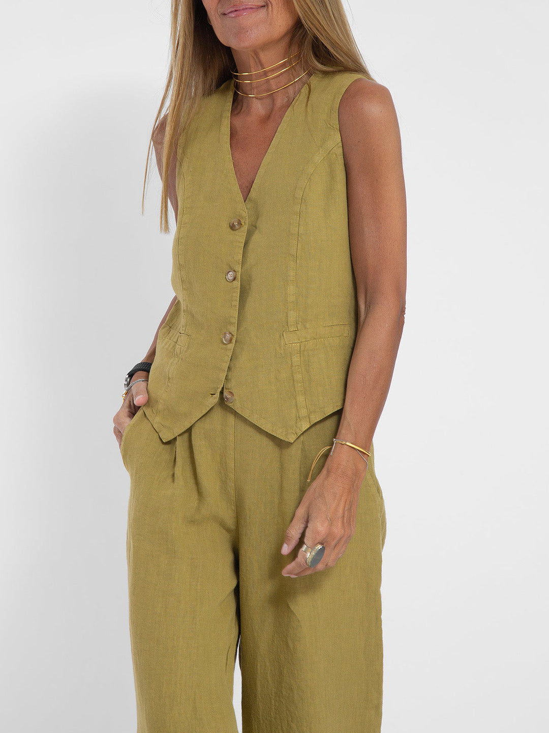 Daniela | Completo Gilet Bottonato &amp; Pantalone Largo