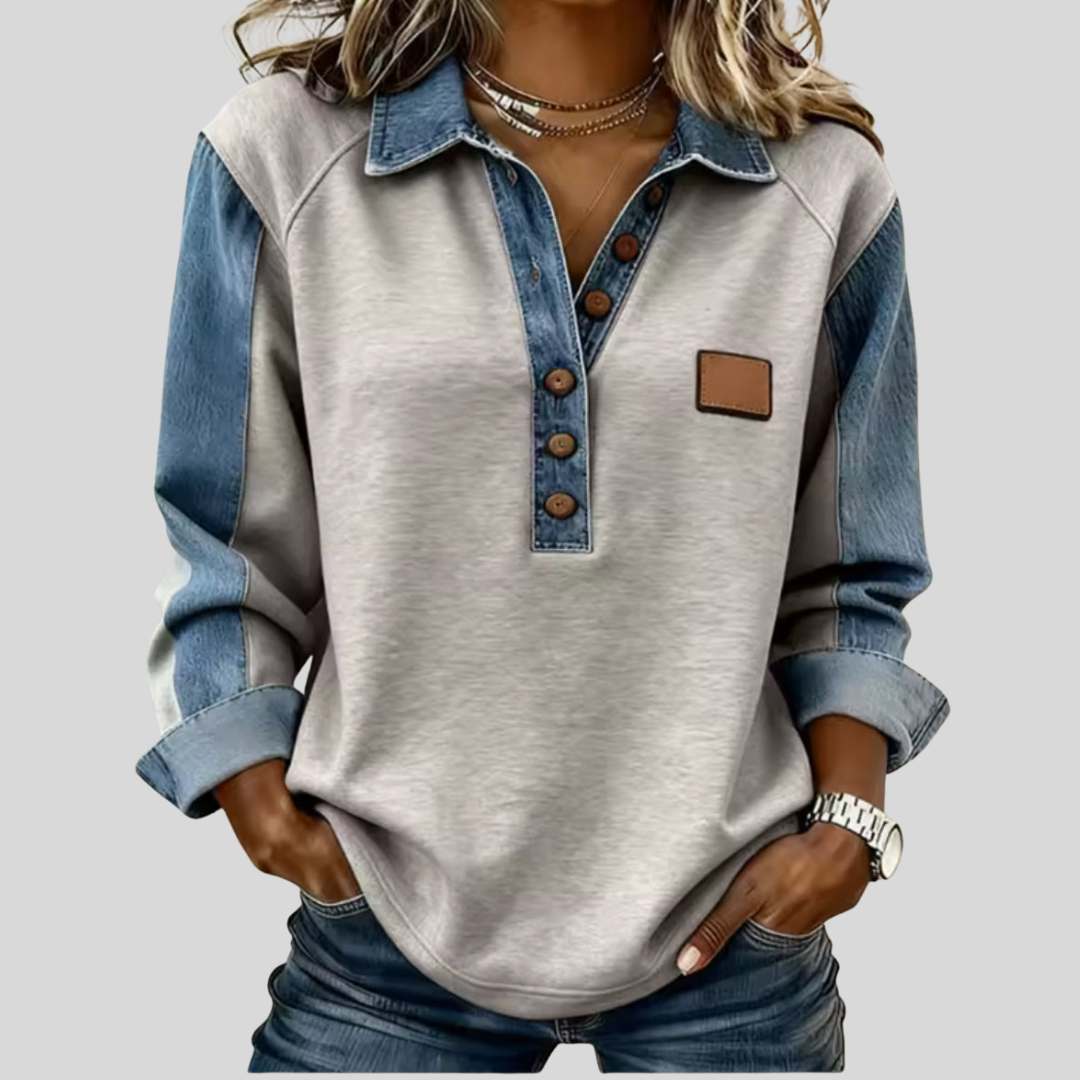 Maglione donna bicolore con colletto Graziella