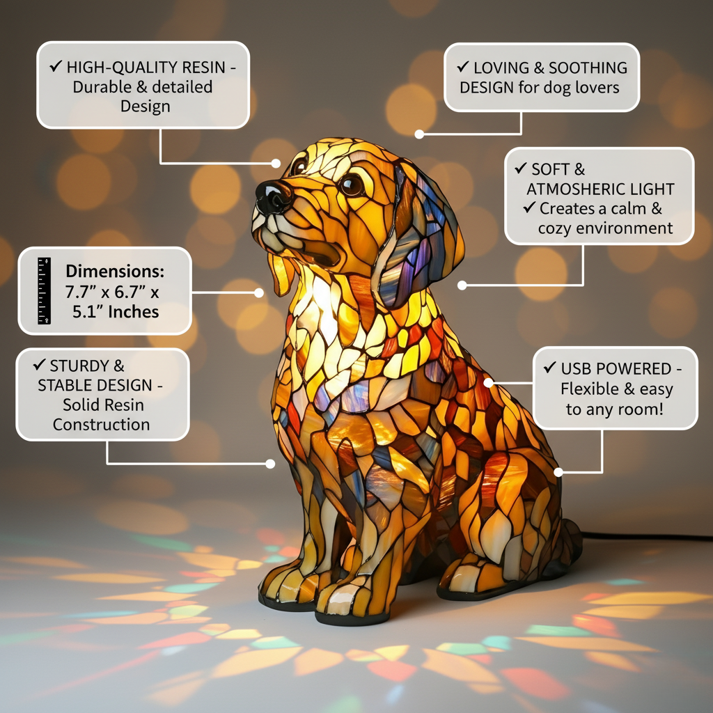 Lily – lampada a forma di Golden Retriever, foto 3
