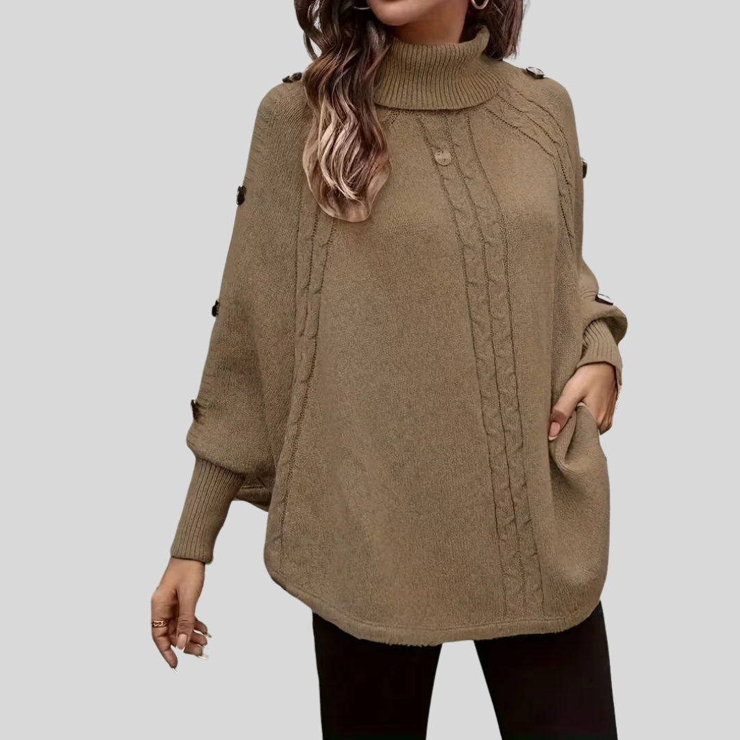 Poncho donna a collo alto con trecce Lorella - foto 3