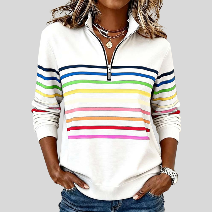 Felpa donna con zip a righe multicolori Antonella - foto 3