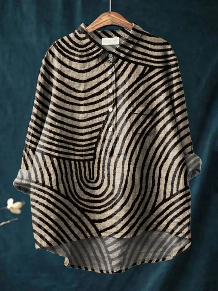 Cecilia | Camicia casual con stampa circolare di linee
