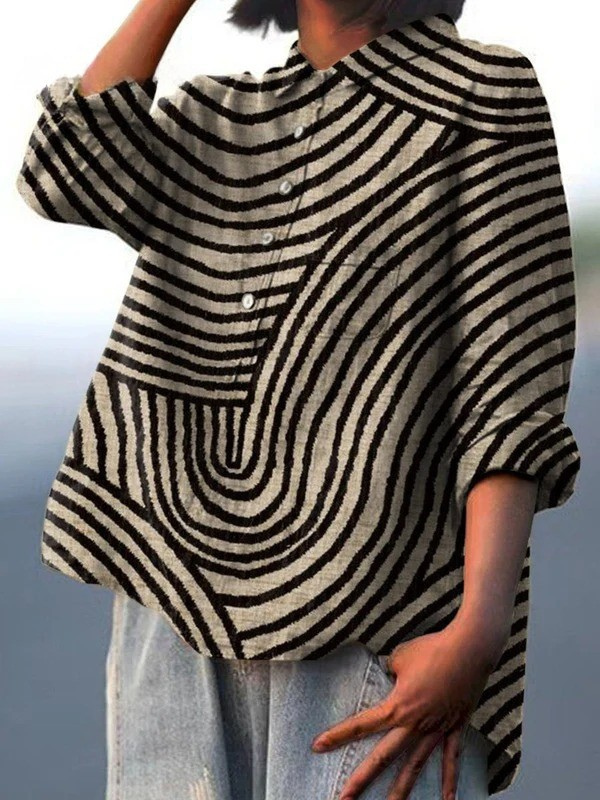 Cecilia | Camicia casual con stampa circolare di linee