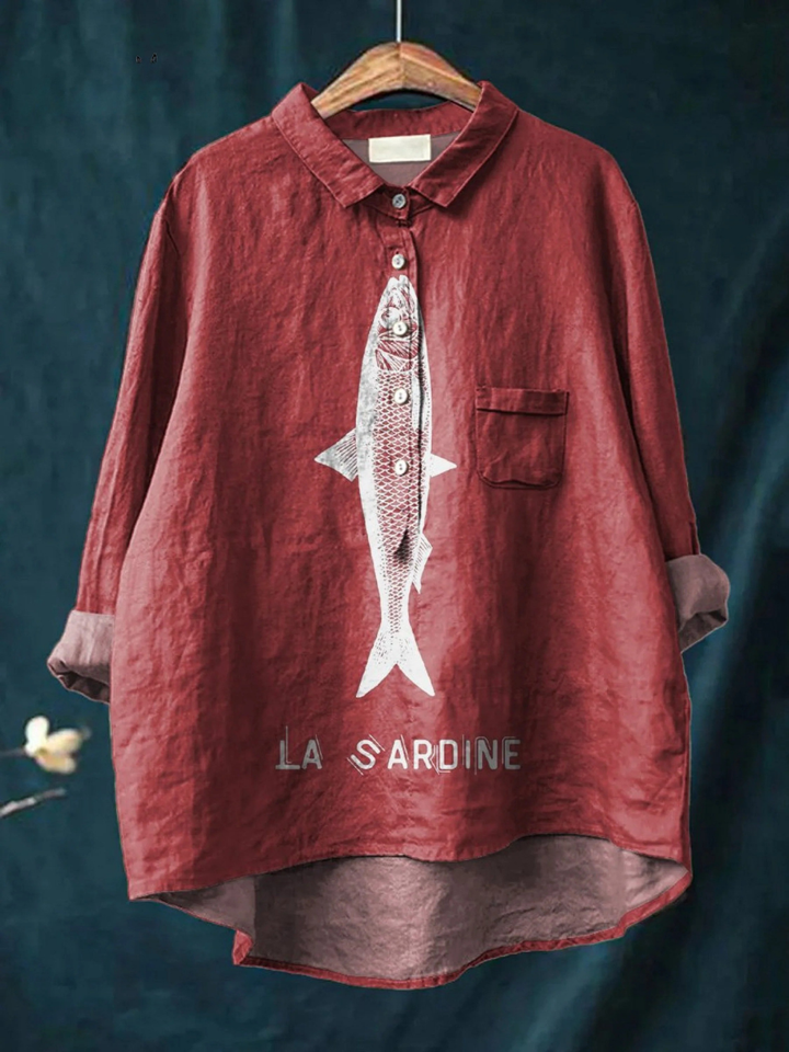 Donatella | T-shirt Casual con Stampa di Sardina
