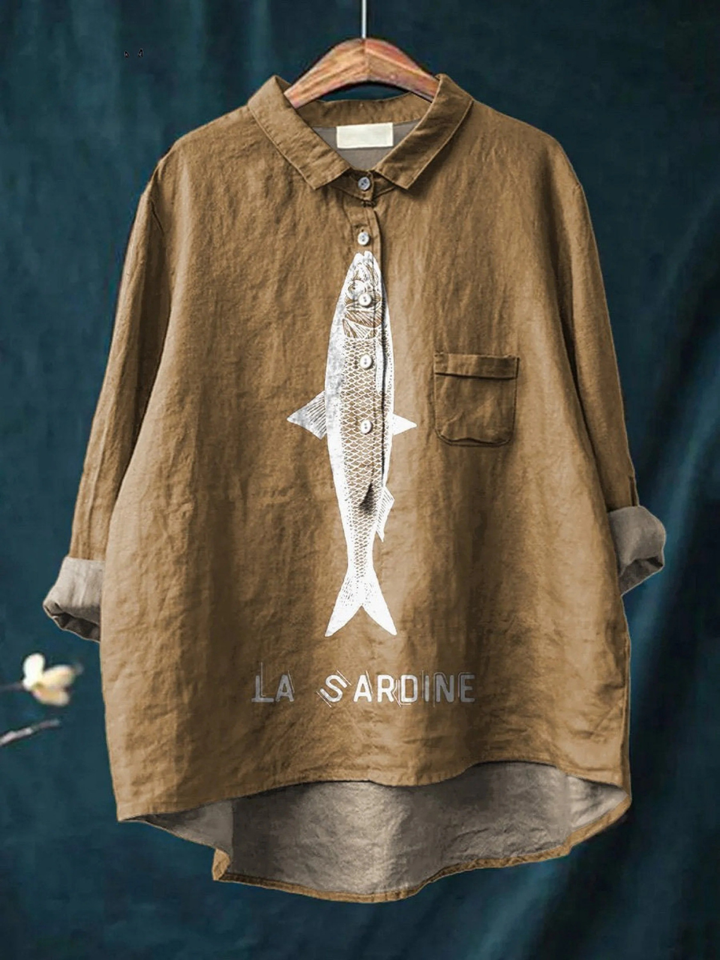 Donatella | T-shirt Casual con Stampa di Sardina