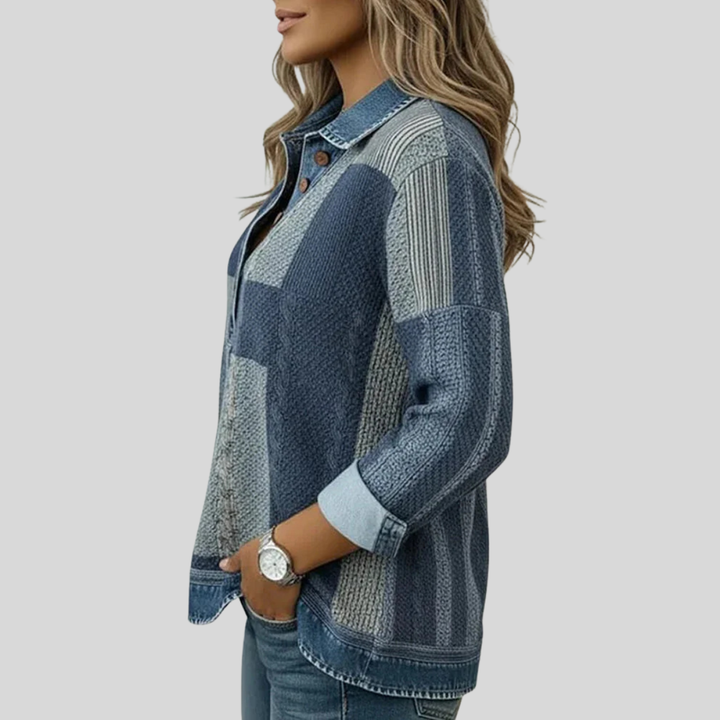 Maglione donna patchwork effetto denim Nadia - foto 4