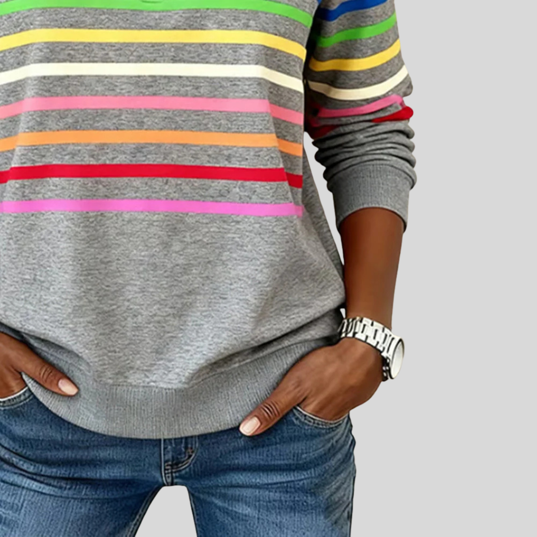 Felpa donna con zip a righe multicolori Antonella - foto 4