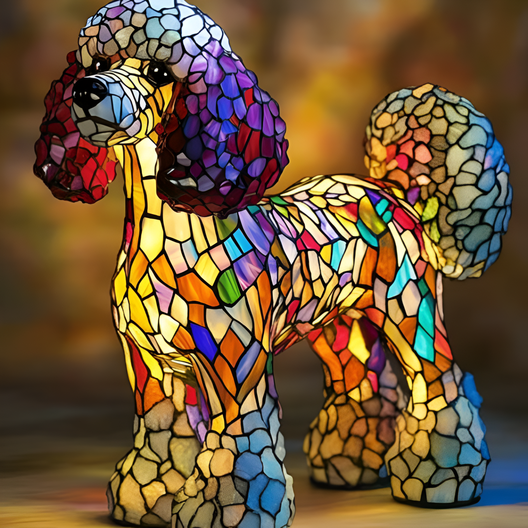 Molly – lampada magica a forma di cane con effetto vetro colorato