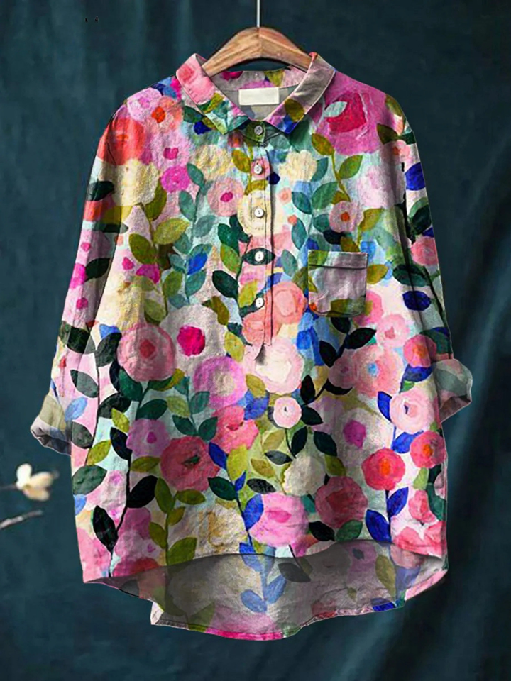 Monica | Camicia Casual da Donna con Stampa Floreale Colorata di Primavera
