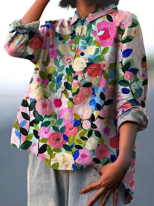 Monica | Camicia Casual da Donna con Stampa Floreale Colorata di Primavera
