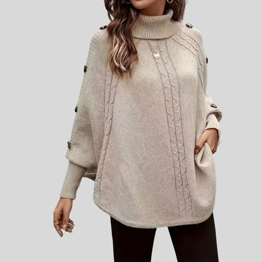 Poncho donna a collo alto con trecce Lorella