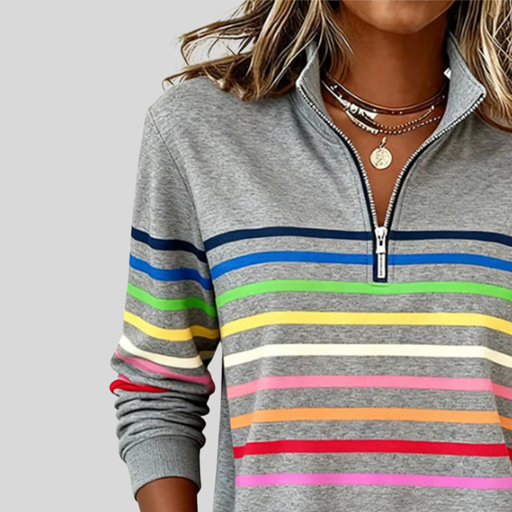 Felpa donna con zip a righe multicolori Antonella - foto 7