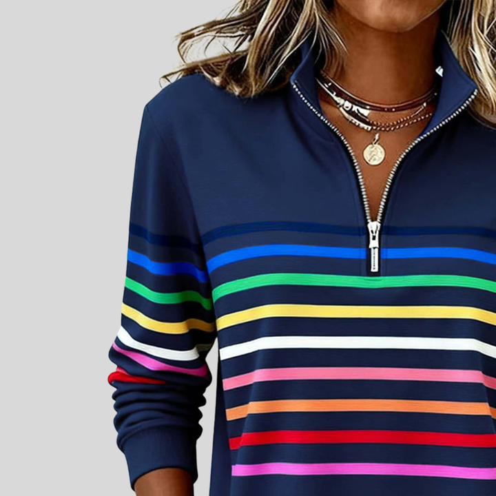Felpa donna con zip a righe multicolori Antonella - foto 8