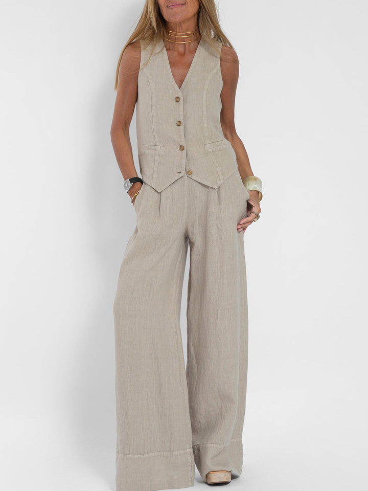 Daniela | Completo Gilet Bottonato &amp; Pantalone Largo