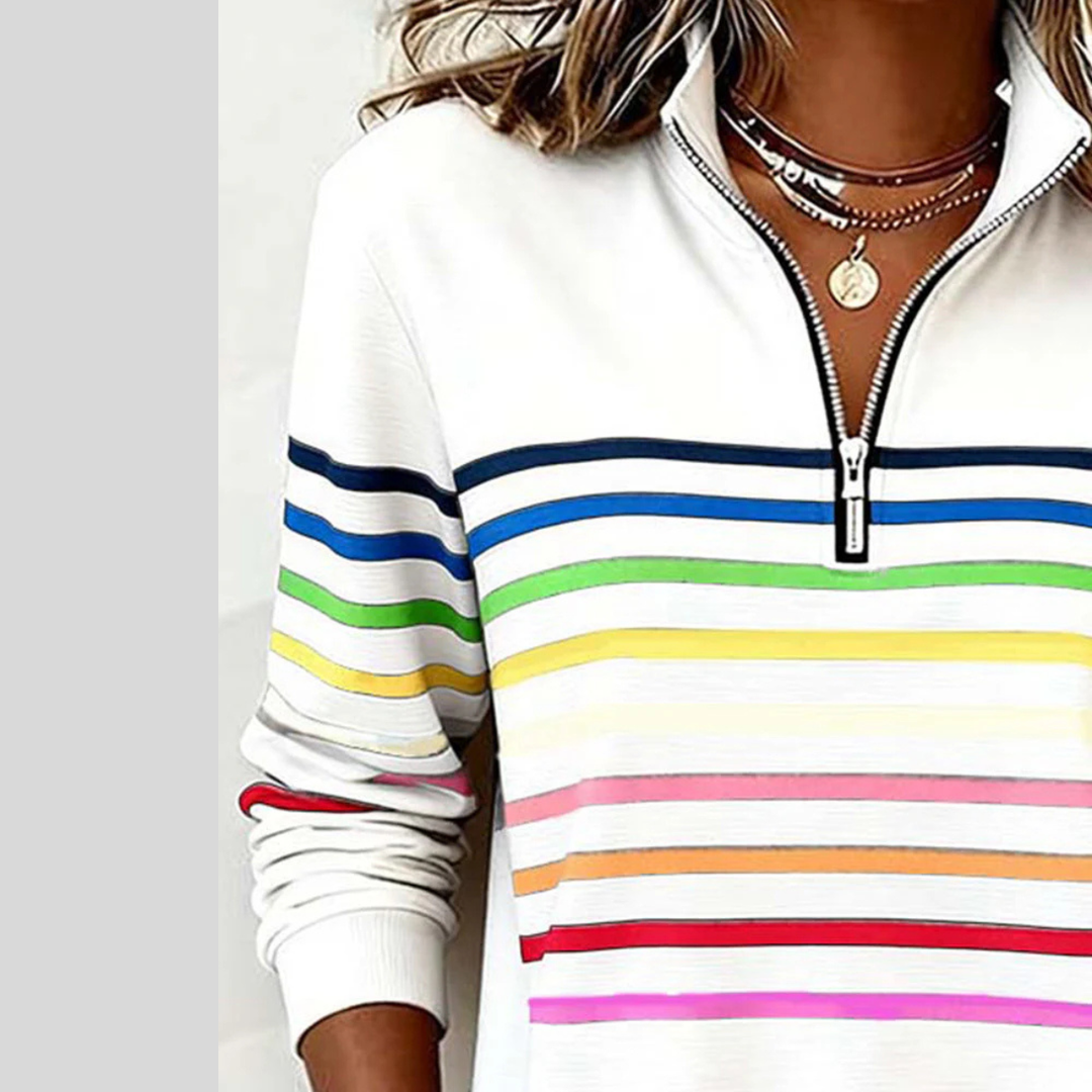 Felpa donna con zip a righe multicolori Antonella - foto 9