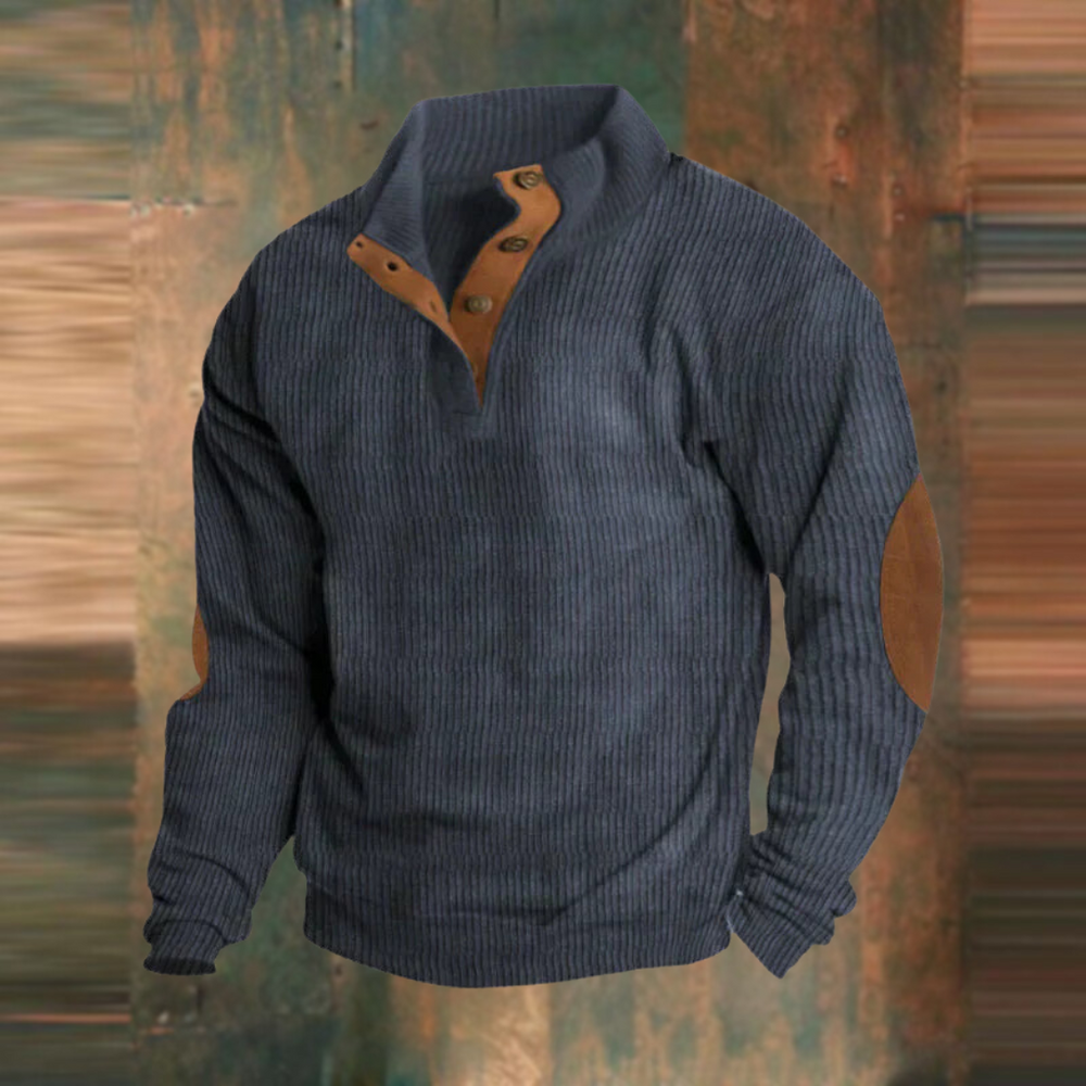 Maglione uomo a coste con collo abbottonato Agostino - foto 2