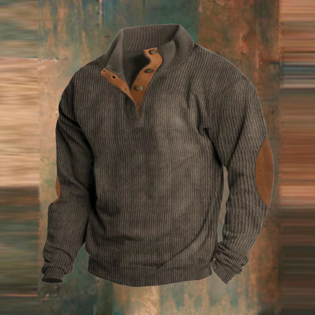 Maglione uomo a coste con collo abbottonato Agostino - foto 3