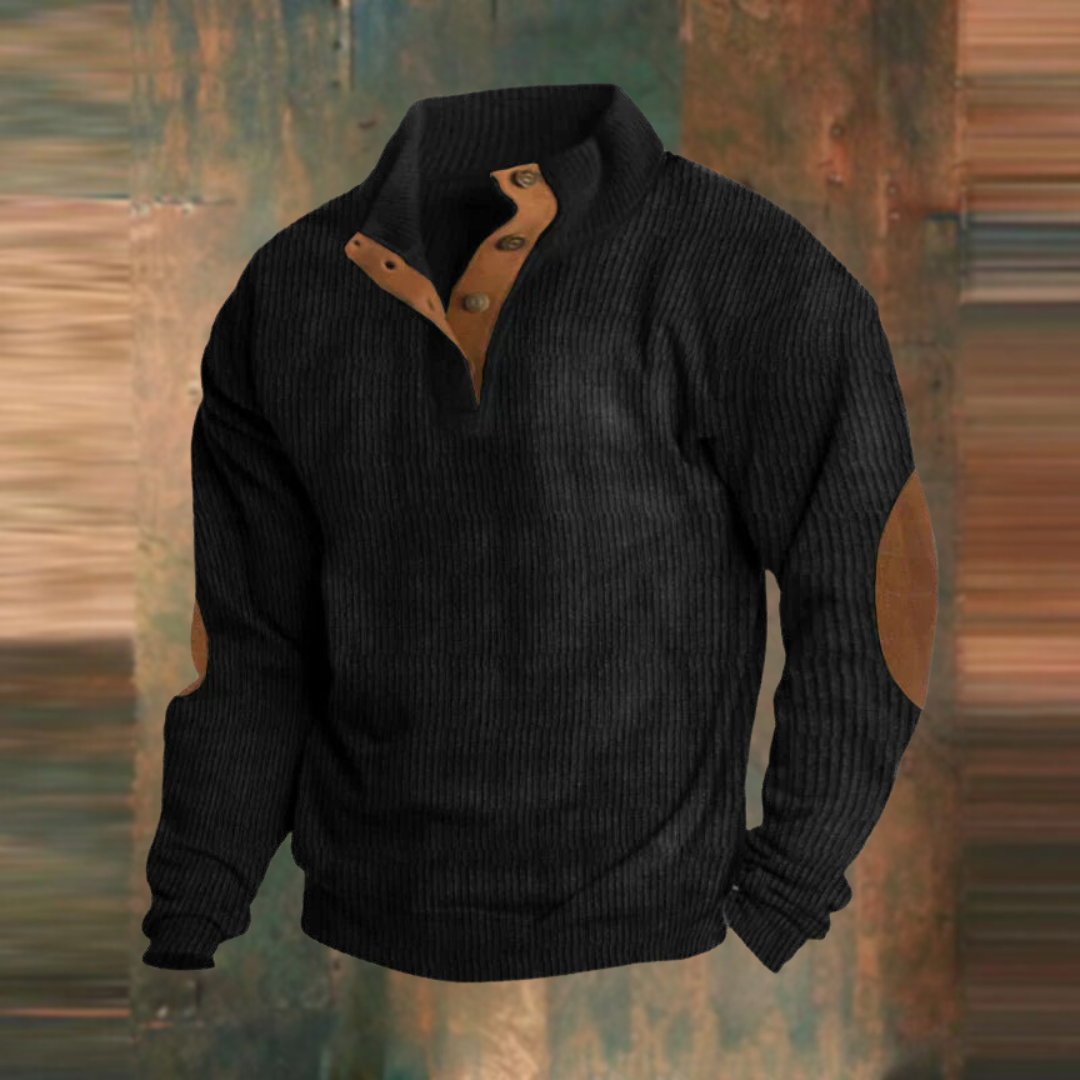 Maglione uomo a coste con collo abbottonato Agostino - foto 5
