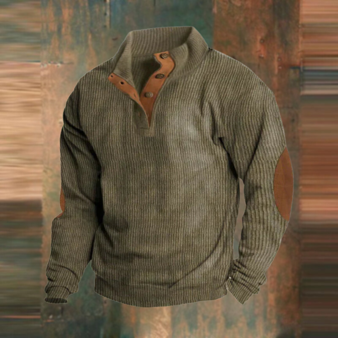 Maglione uomo a coste con collo abbottonato Agostino
