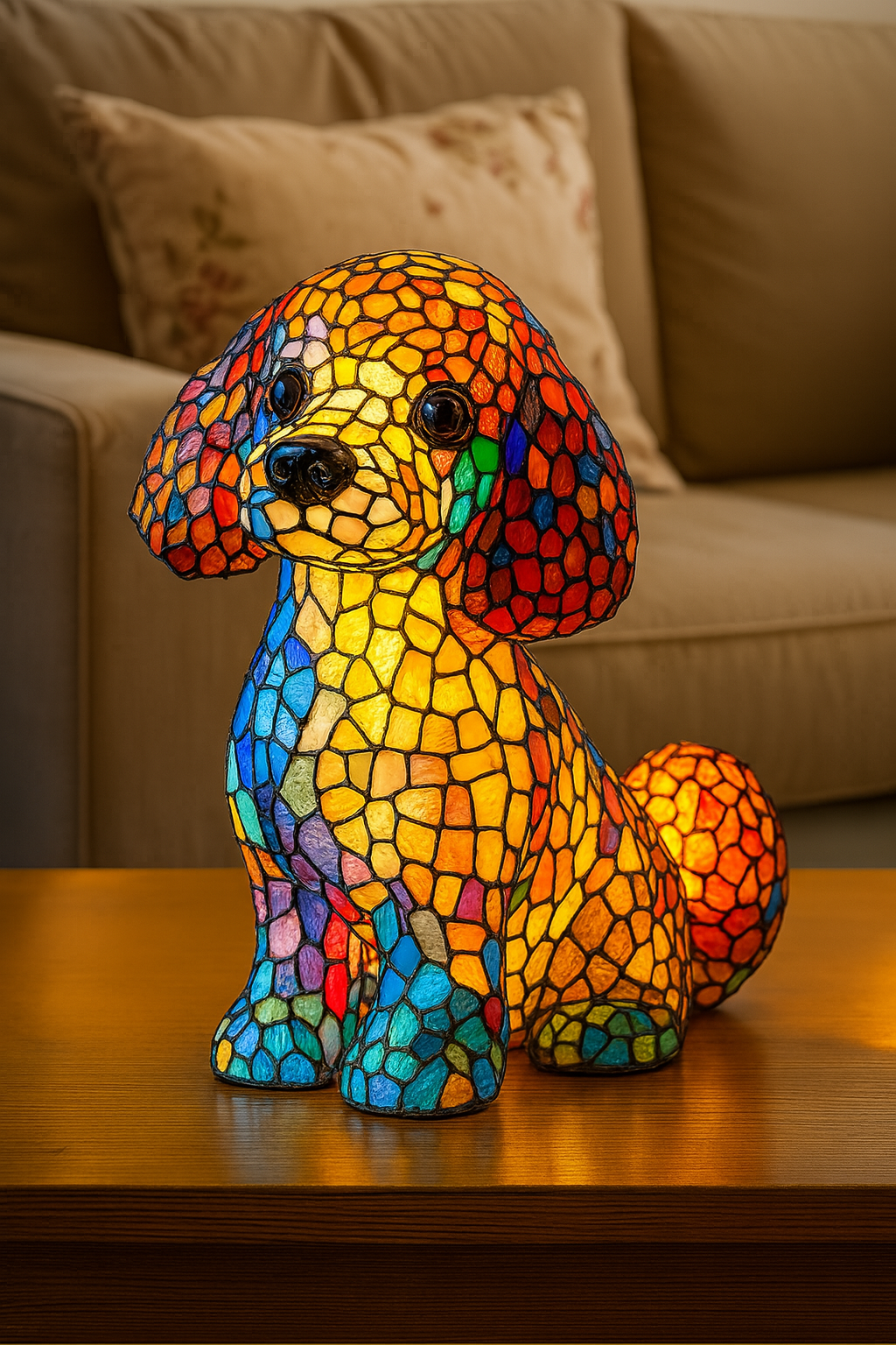 Binkie – lampada magica a forma di cane con effetto vetro colorato