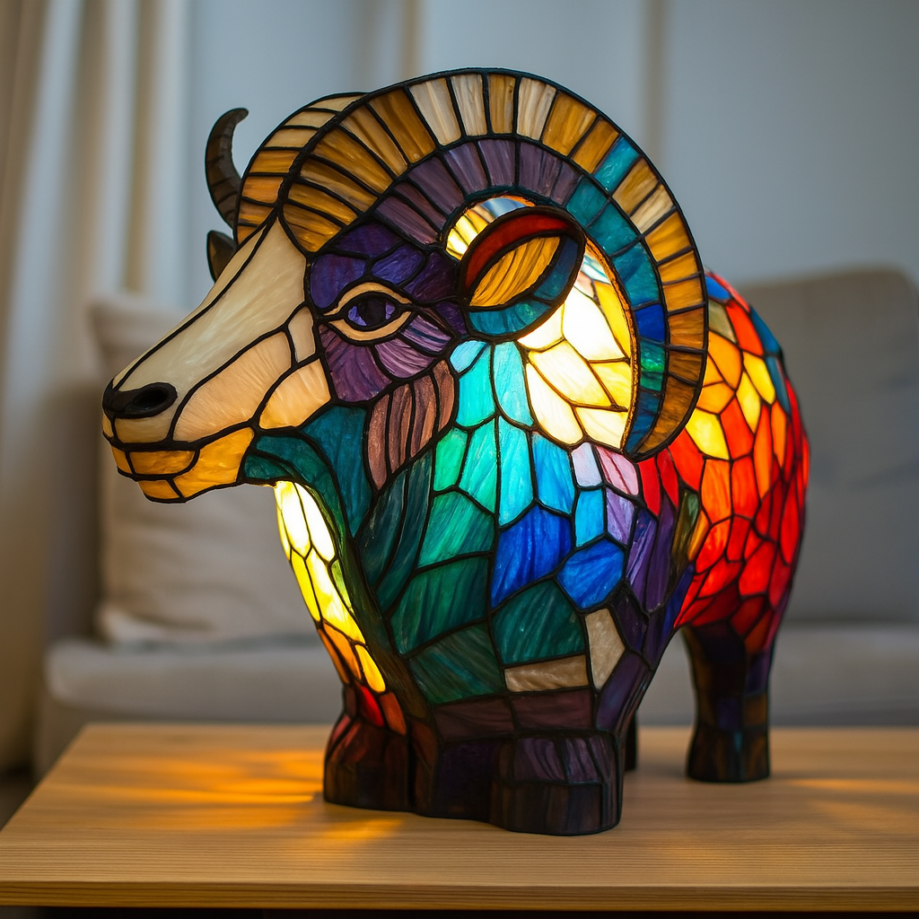 Jip – lampada magica a forma di capra con effetto vetro colorato