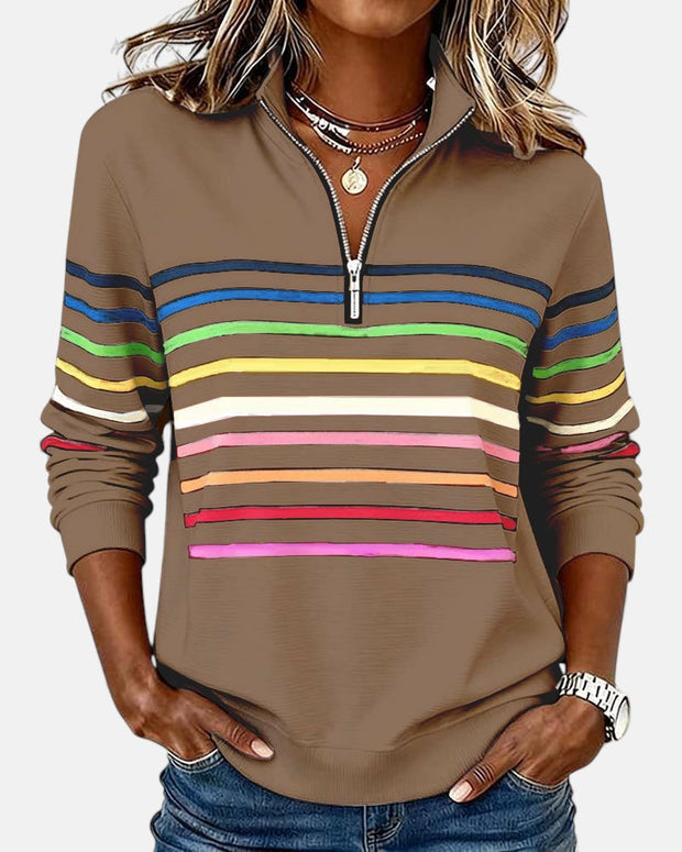 Felpa donna con zip a righe multicolori Antonella - foto 11