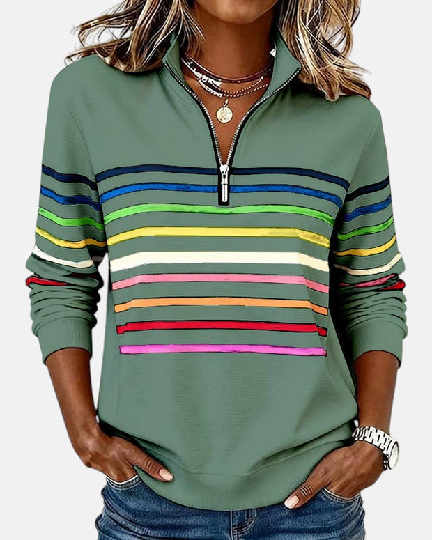 Felpa donna con zip a righe multicolori Antonella - foto 10