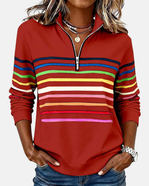 Felpa donna con zip a righe multicolori Antonella - foto 12