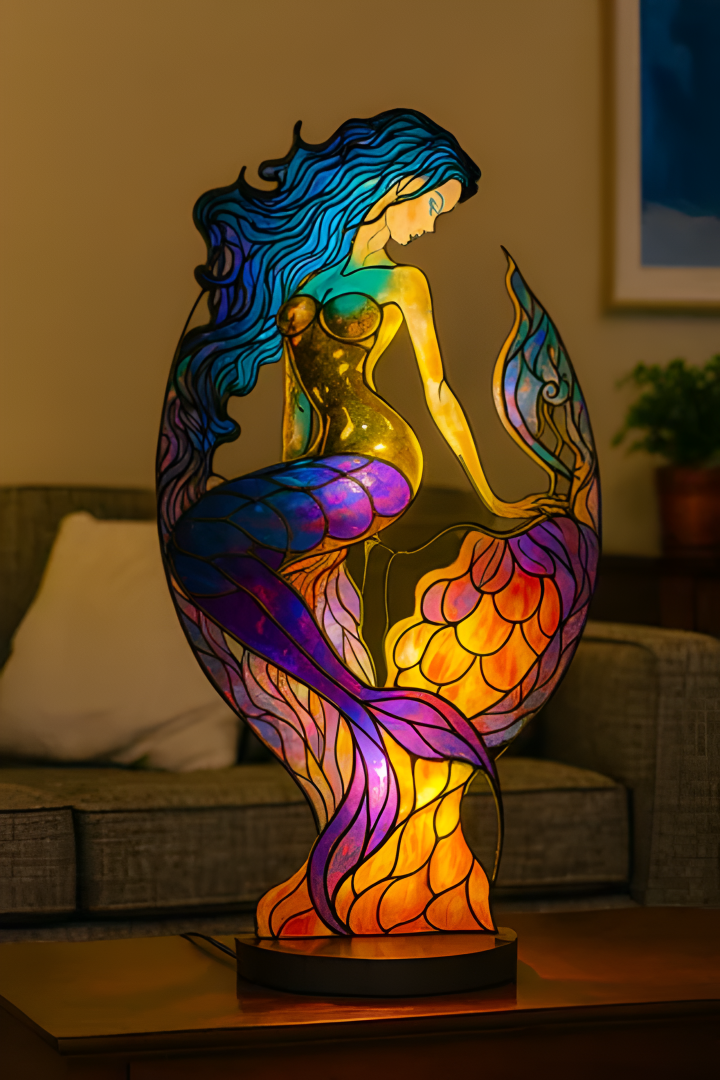 Sirenetta – lampada magica a forma di sirena con effetto vetro colorato