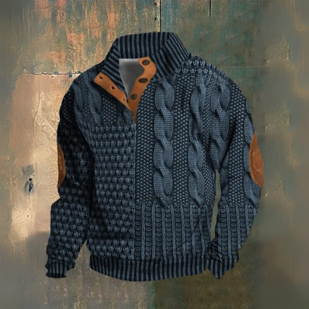 Maglione uomo a trecce con colletto alto Ernesto