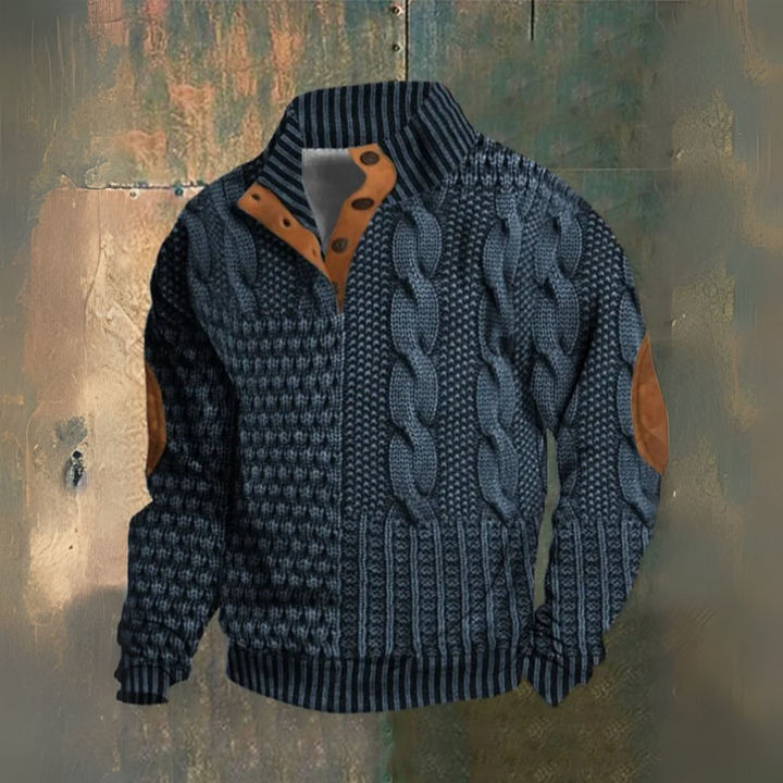 Maglione uomo a trecce con colletto alto Ernesto