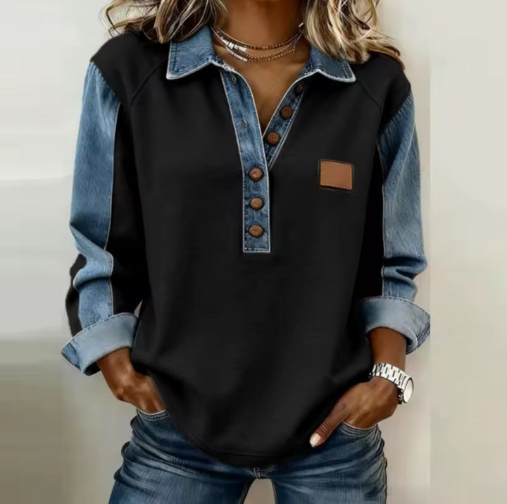 Maglione donna bicolore con colletto Graziella - foto 3