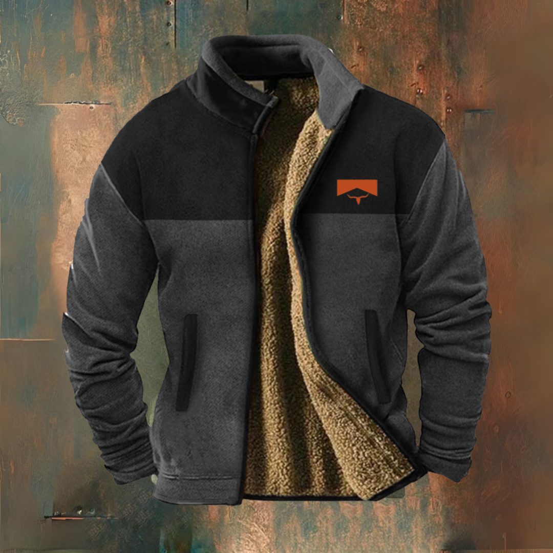 Giacca uomo in pile bicolore con zip Norberto