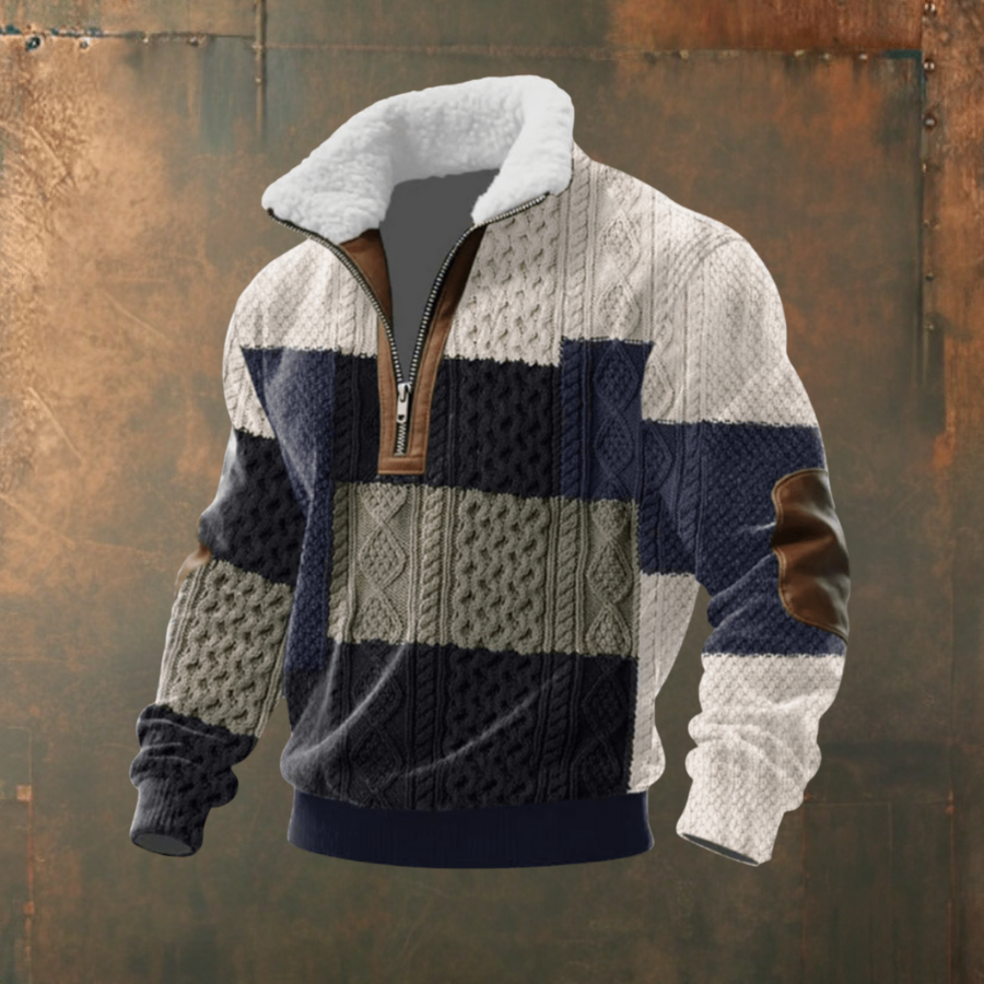 Maglione uomo con colletto a zip e toppe Mattia - foto 10