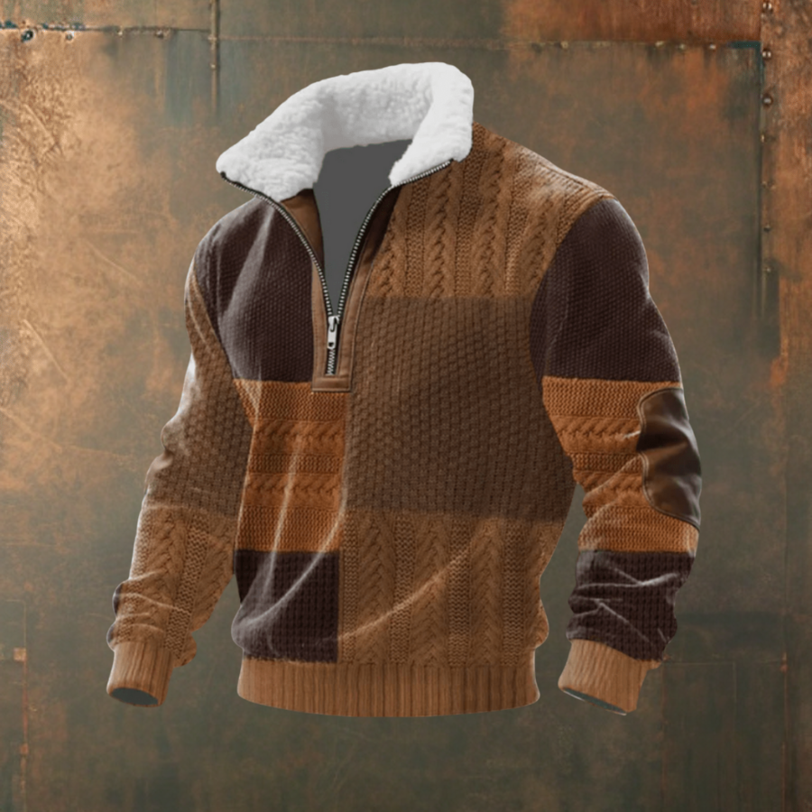 Maglione uomo con colletto a zip e toppe Mattia - foto 11