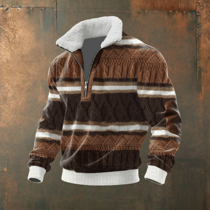 Maglione uomo con colletto a zip e toppe Mattia - foto 12
