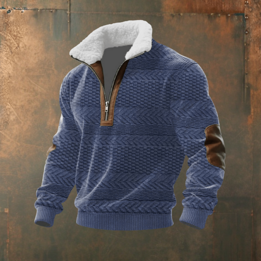Maglione uomo con colletto a zip e toppe Mattia - foto 13