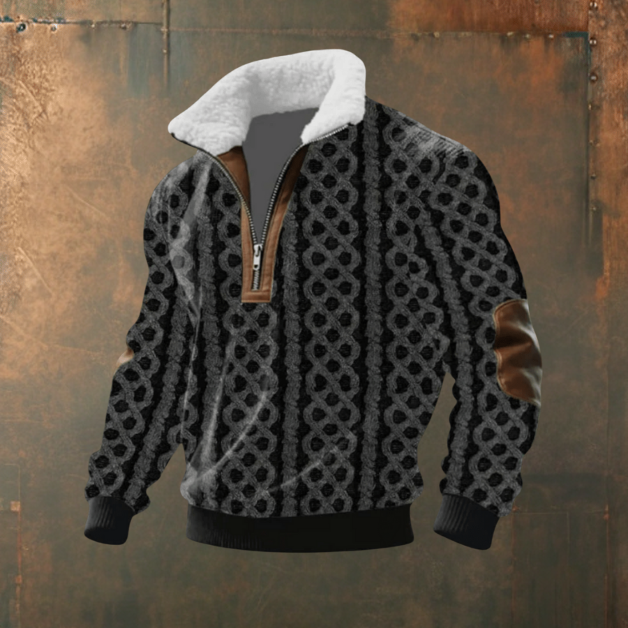 Maglione uomo con colletto a zip e toppe Mattia - foto 14