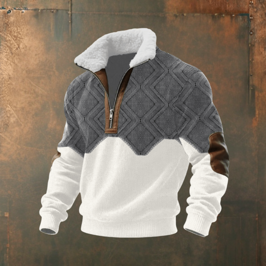 Maglione uomo con colletto a zip e toppe Mattia - foto 2