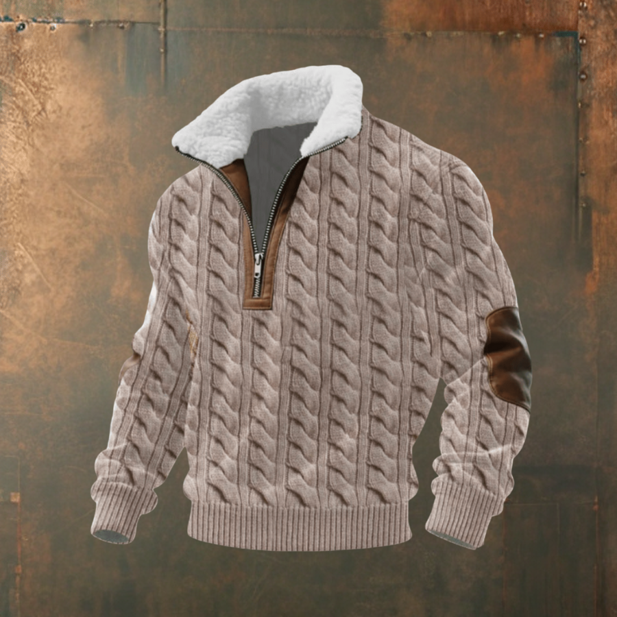 Maglione uomo con colletto a zip e toppe Mattia - foto 3