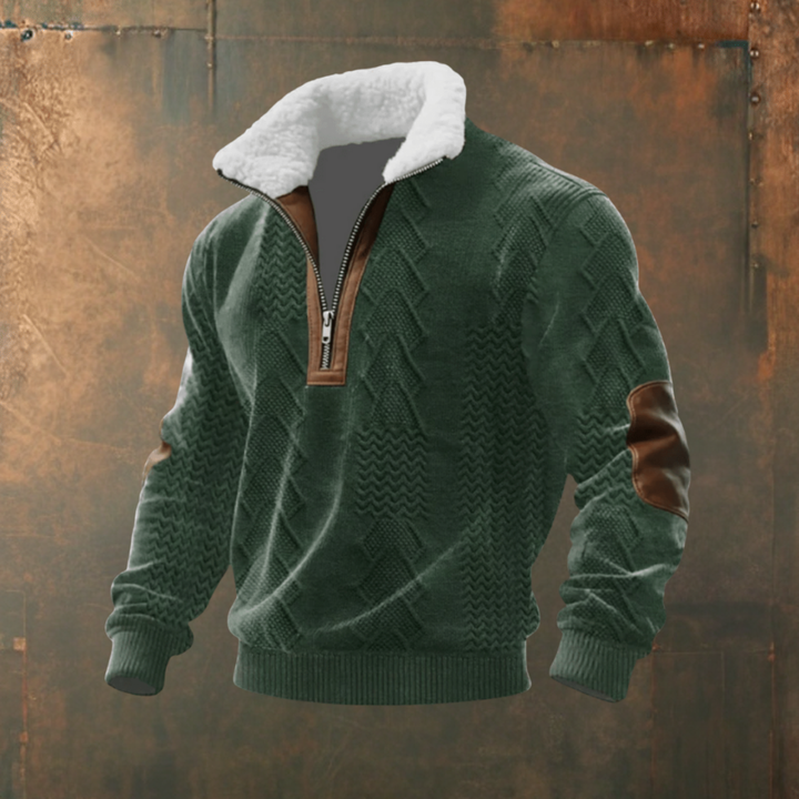 Maglione uomo con colletto a zip e toppe Mattia - foto 4