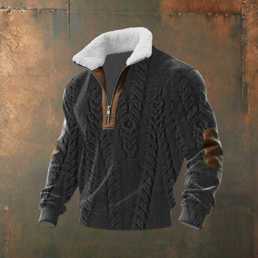 Maglione uomo con colletto a zip e toppe Mattia - foto 5