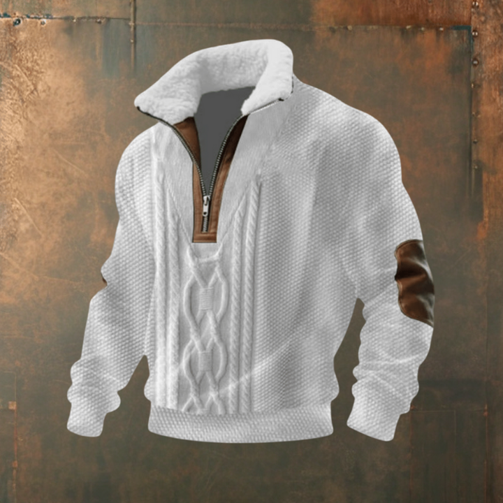 Maglione uomo con colletto a zip e toppe Mattia - foto 6