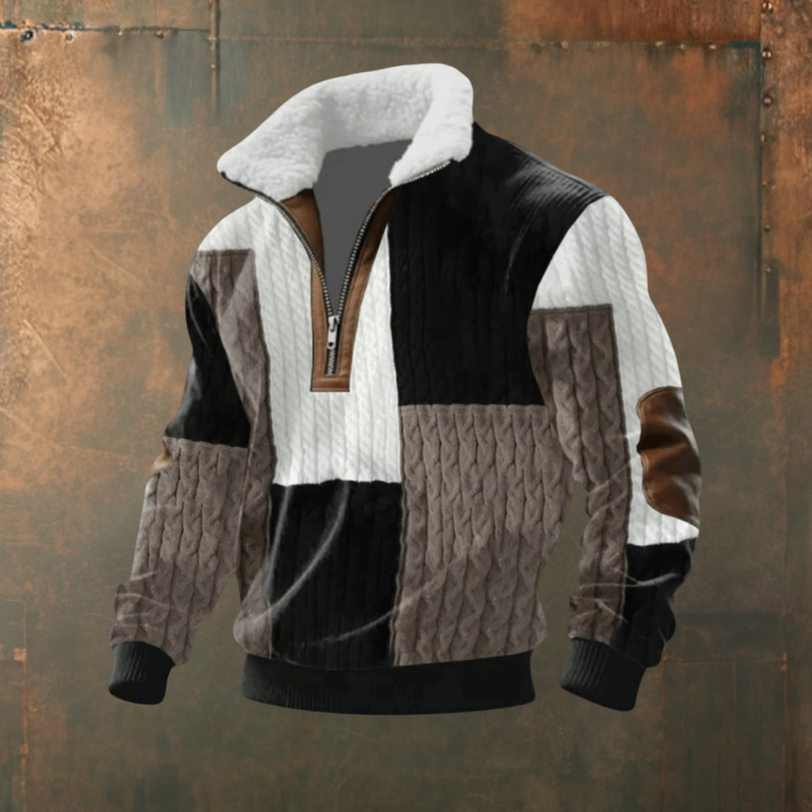 Maglione uomo con colletto a zip e toppe Mattia - foto 7