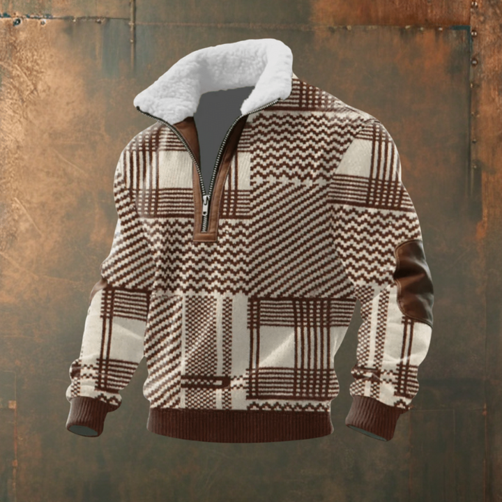 Maglione uomo con colletto a zip e toppe Mattia - foto 8