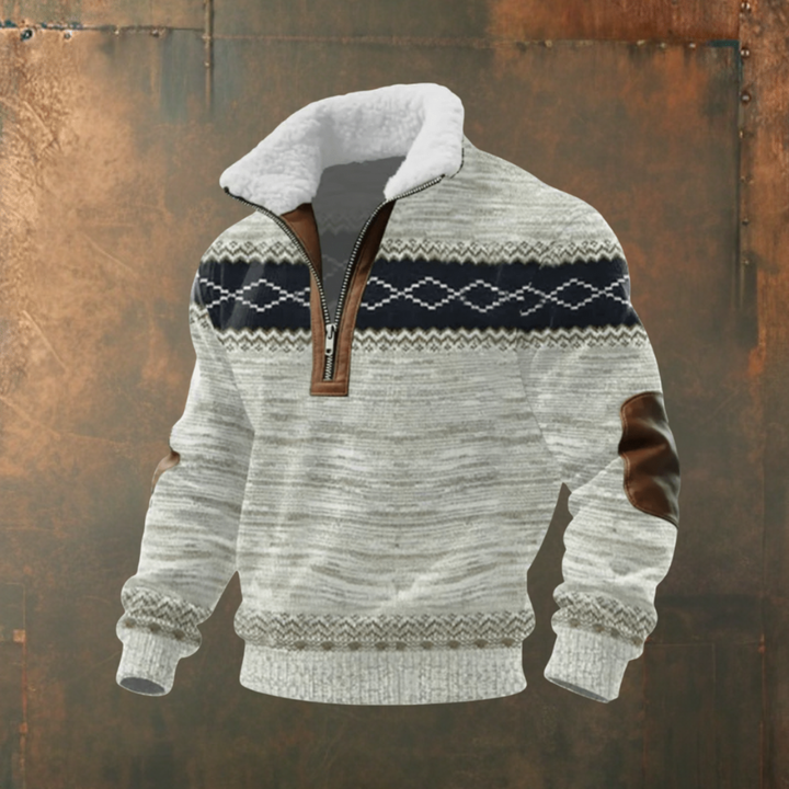 Maglione uomo con colletto a zip e toppe Mattia - foto 9